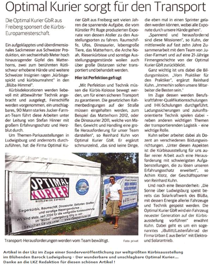 Zeitungsartikel Ludwigsburger Kreiszeitung